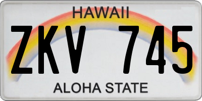 HI license plate ZKV745