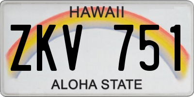HI license plate ZKV751