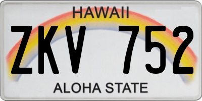 HI license plate ZKV752