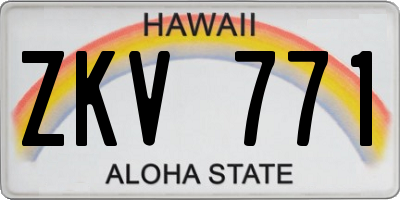 HI license plate ZKV771