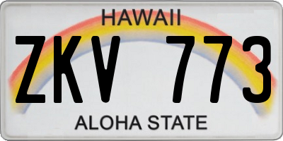 HI license plate ZKV773