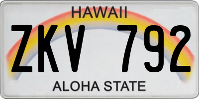 HI license plate ZKV792