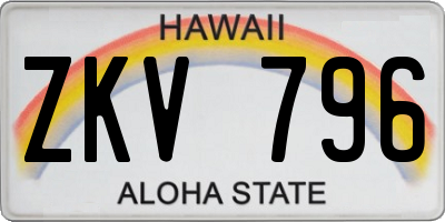 HI license plate ZKV796