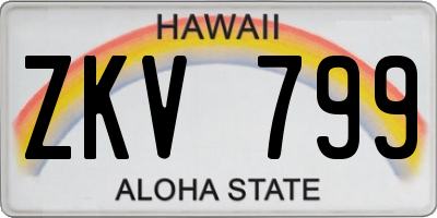 HI license plate ZKV799