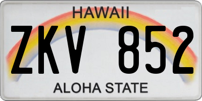 HI license plate ZKV852