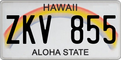 HI license plate ZKV855