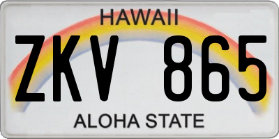 HI license plate ZKV865