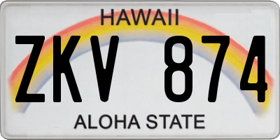 HI license plate ZKV874