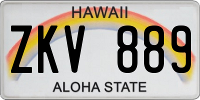 HI license plate ZKV889