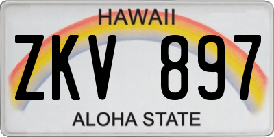 HI license plate ZKV897
