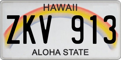 HI license plate ZKV913
