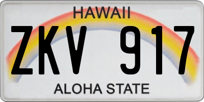 HI license plate ZKV917