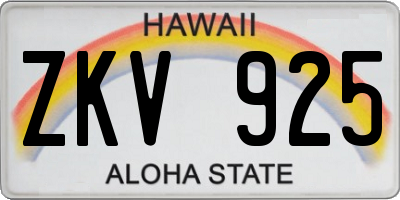 HI license plate ZKV925