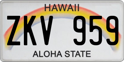 HI license plate ZKV959