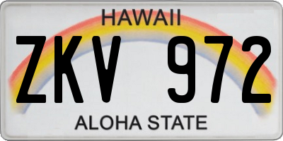 HI license plate ZKV972