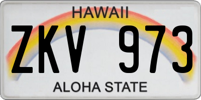 HI license plate ZKV973
