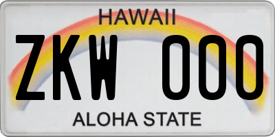 HI license plate ZKW000