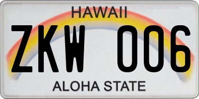 HI license plate ZKW006