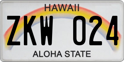 HI license plate ZKW024