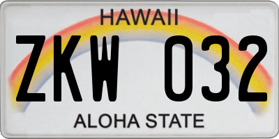 HI license plate ZKW032