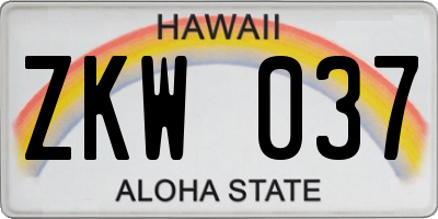 HI license plate ZKW037