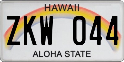 HI license plate ZKW044