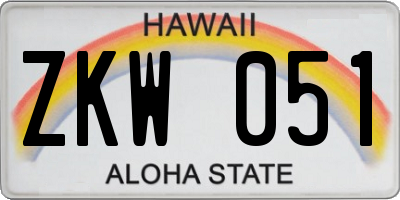 HI license plate ZKW051