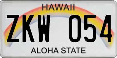 HI license plate ZKW054