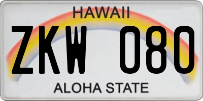 HI license plate ZKW080