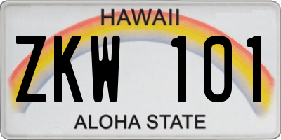 HI license plate ZKW101