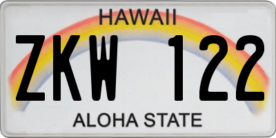 HI license plate ZKW122