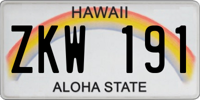 HI license plate ZKW191