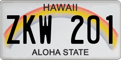 HI license plate ZKW201
