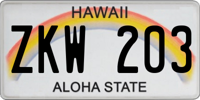 HI license plate ZKW203