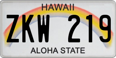 HI license plate ZKW219