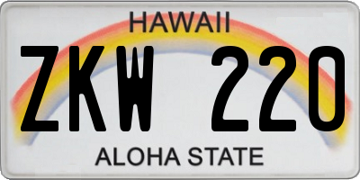 HI license plate ZKW220
