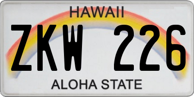 HI license plate ZKW226