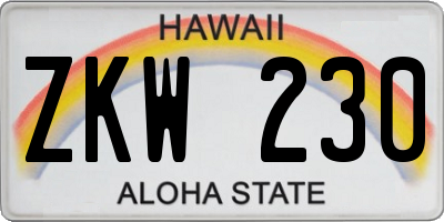 HI license plate ZKW230