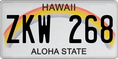 HI license plate ZKW268