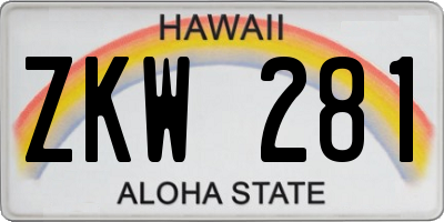 HI license plate ZKW281