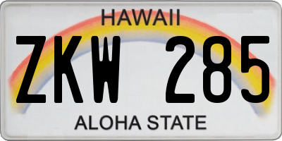 HI license plate ZKW285