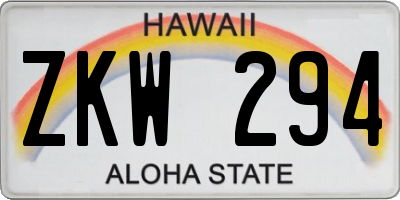 HI license plate ZKW294