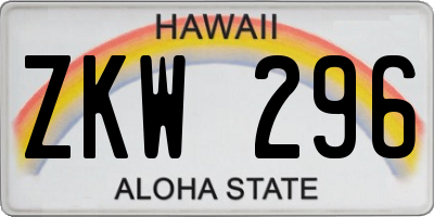 HI license plate ZKW296