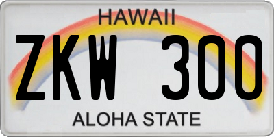 HI license plate ZKW300