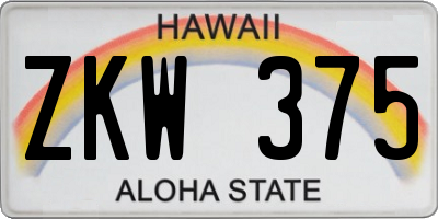 HI license plate ZKW375