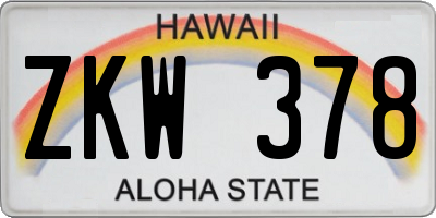 HI license plate ZKW378