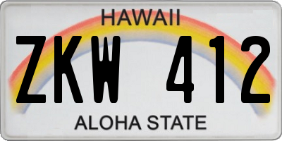 HI license plate ZKW412