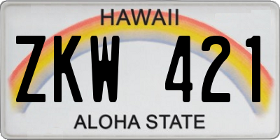 HI license plate ZKW421