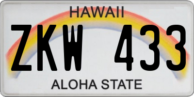 HI license plate ZKW433