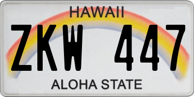 HI license plate ZKW447